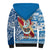 Custom Hawaii Mele Kalikimaka Sherpa Hoodie Santa Claus Surfing with Hawaiian Pattern Striped Blue Style LT03 - Polynesian Pride