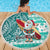 Custom Hawaii Mele Kalikimaka Beach Blanket Santa Claus Surfing with Hawaiian Pattern Striped Turquoise Style LT03 - Polynesian Pride