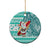 Custom Hawaii Mele Kalikimaka Ceramic Ornament Santa Claus Surfing with Hawaiian Pattern Striped Turquoise Style LT03 - Polynesian Pride