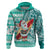 Custom Hawaii Mele Kalikimaka Hoodie Santa Claus Surfing with Hawaiian Pattern Striped Turquoise Style LT03 Pullover Hoodie Turquoise - Polynesian Pride