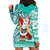 Custom Hawaii Mele Kalikimaka Hoodie Dress Santa Claus Surfing with Hawaiian Pattern Striped Turquoise Style LT03 - Polynesian Pride