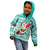 Custom Hawaii Mele Kalikimaka Kid Hoodie Santa Claus Surfing with Hawaiian Pattern Striped Turquoise Style LT03 - Polynesian Pride