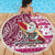 Hawaii Mele Kalikimaka Beach Blanket Santa Claus Surfing with Hawaiian Pattern Striped Pink Style LT03 - Polynesian Pride