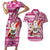 Hawaii Mele Kalikimaka Couples Matching Short Sleeve Bodycon Dress and Hawaiian Shirt Santa Claus Surfing with Hawaiian Pattern Striped Pink Style LT03 Pink - Polynesian Pride