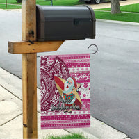 Hawaii Mele Kalikimaka Garden Flag Santa Claus Surfing with Hawaiian Pattern Striped Pink Style LT03 - Polynesian Pride