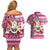 Custom Hawaii Mele Kalikimaka Couples Matching Off Shoulder Short Dress and Hawaiian Shirt Santa Claus Surfing with Hawaiian Pattern Striped Pink Style LT03 - Polynesian Pride