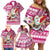 Custom Hawaii Mele Kalikimaka Family Matching Off Shoulder Short Dress and Hawaiian Shirt Santa Claus Surfing with Hawaiian Pattern Striped Pink Style LT03 - Polynesian Pride