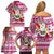 Custom Hawaii Mele Kalikimaka Family Matching Off Shoulder Short Dress and Hawaiian Shirt Santa Claus Surfing with Hawaiian Pattern Striped Pink Style LT03 - Polynesian Pride