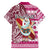 Custom Hawaii Mele Kalikimaka Family Matching Off Shoulder Short Dress and Hawaiian Shirt Santa Claus Surfing with Hawaiian Pattern Striped Pink Style LT03 - Polynesian Pride