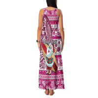 Custom Hawaii Mele Kalikimaka Family Matching Tank Maxi Dress and Hawaiian Shirt Santa Claus Surfing with Hawaiian Pattern Striped Pink Style LT03 - Polynesian Pride