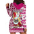 Custom Hawaii Mele Kalikimaka Hoodie Dress Santa Claus Surfing with Hawaiian Pattern Striped Pink Style LT03 - Polynesian Pride