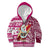 Custom Hawaii Mele Kalikimaka Kid Hoodie Santa Claus Surfing with Hawaiian Pattern Striped Pink Style LT03 - Polynesian Pride