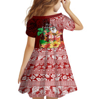 Hawaii Mele Kalikimaka Family Matching Off Shoulder Maxi Dress and Hawaiian Shirt Santa Claus and Hula Girl Tropical Folwer with Hawaiian Pattern LT03 - Polynesian Pride