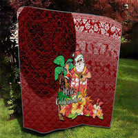 Hawaii Mele Kalikimaka Quilt Santa Claus and Hula Girl Tropical Folwer with Hawaiian Pattern LT03 - Polynesian Pride