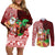 Custom Hawaii Mele Kalikimaka Couples Matching Off Shoulder Short Dress and Long Sleeve Button Shirt Santa Claus and Hula Girl Tropical Folwer with Hawaiian Pattern LT03 Red - Polynesian Pride