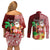 Custom Hawaii Mele Kalikimaka Couples Matching Off Shoulder Short Dress and Long Sleeve Button Shirt Santa Claus and Hula Girl Tropical Folwer with Hawaiian Pattern LT03 - Polynesian Pride