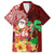 Custom Hawaii Mele Kalikimaka Family Matching Off Shoulder Maxi Dress and Hawaiian Shirt Santa Claus and Hula Girl Tropical Folwer with Hawaiian Pattern LT03 Dad's Shirt - Short Sleeve Red - Polynesian Pride