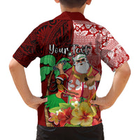 Custom Hawaii Mele Kalikimaka Family Matching Tank Maxi Dress and Hawaiian Shirt Santa Claus and Hula Girl Tropical Folwer with Hawaiian Pattern LT03 - Polynesian Pride