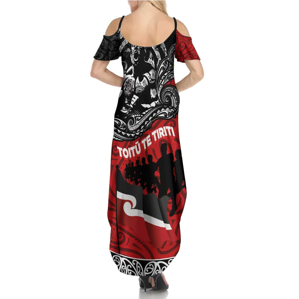 Aotearoa Toitu Te Tiriti Summer Maxi Dress Honoring Te Tiriti o Waitangi Maori Haka