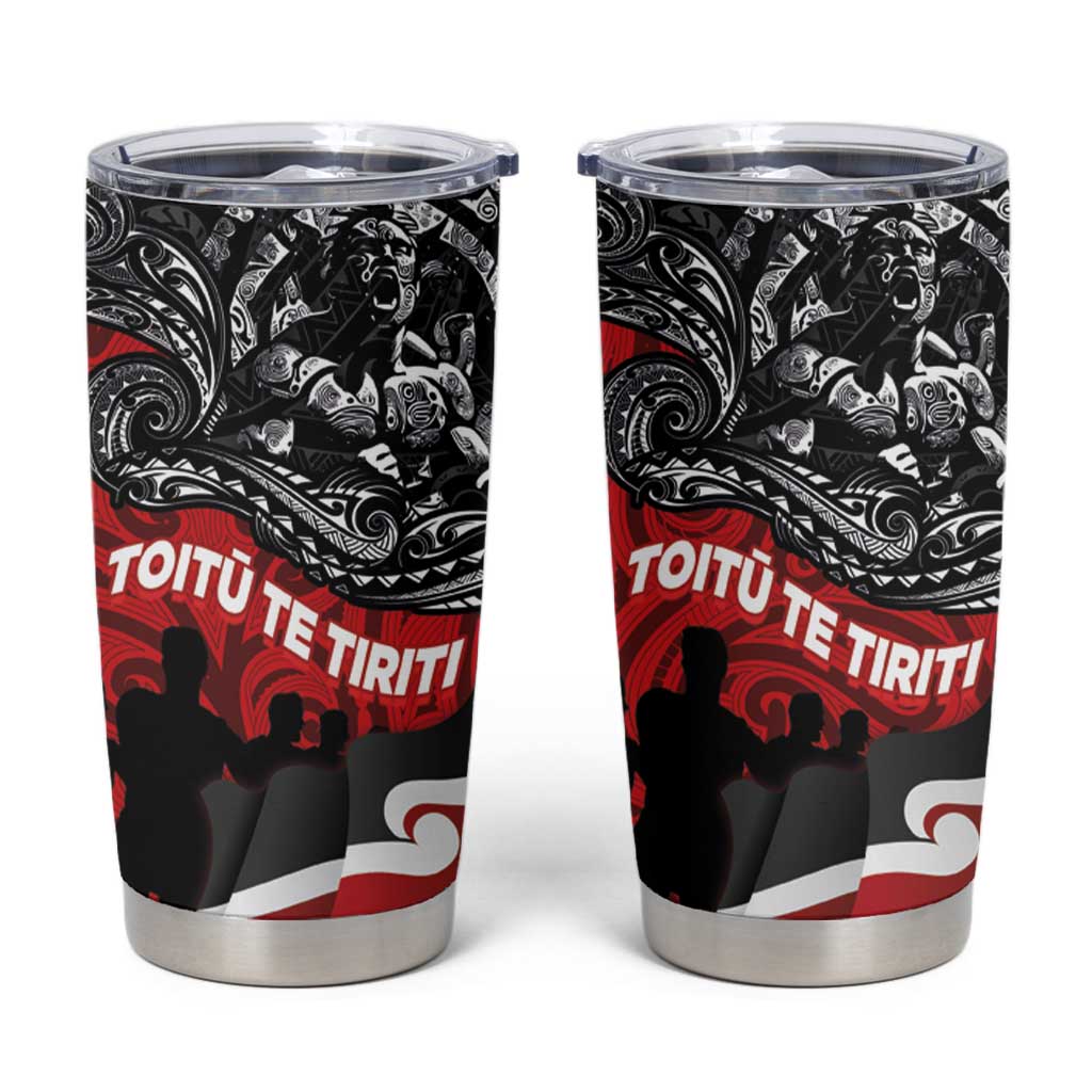 Aotearoa Toitu Te Tiriti Tumbler Cup Honoring Te Tiriti o Waitangi - Maori Haka LT03 Red - Polynesian Pride