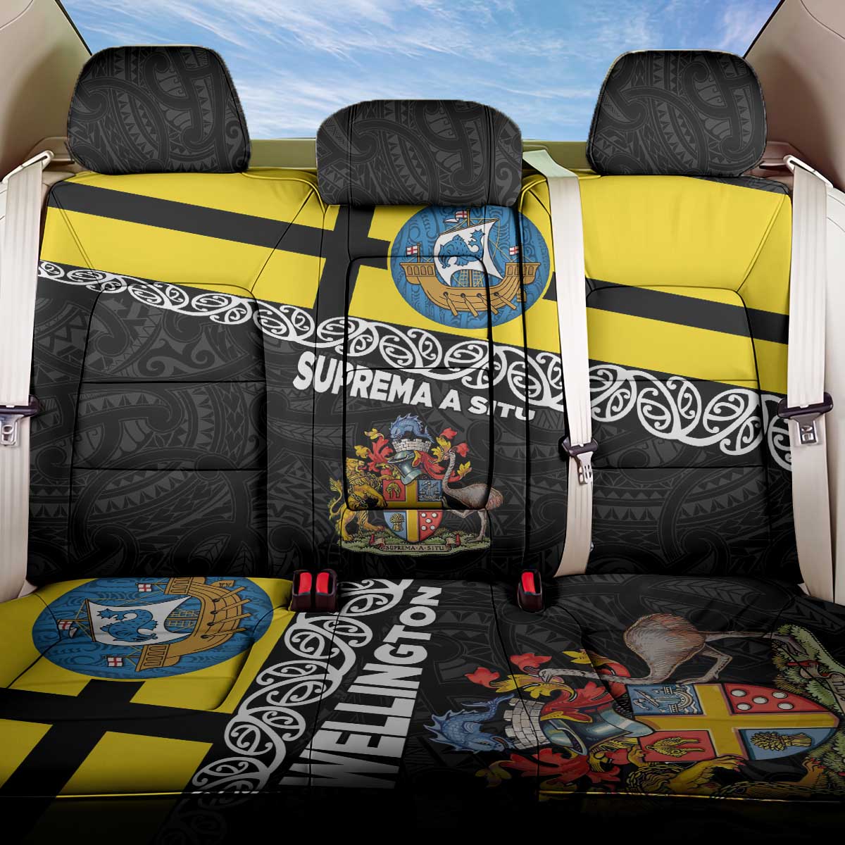 New Zealand Wellington Back Car Seat Cover The Capital's Emblems Flag and Koru Art