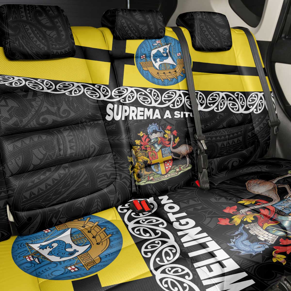 New Zealand Wellington Back Car Seat Cover The Capital's Emblems Flag and Koru Art