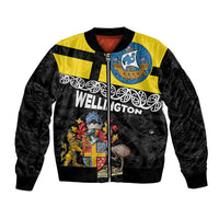 New Zealand Wellington Bomber Jacket The Capital's Emblems Flag and Koru Art