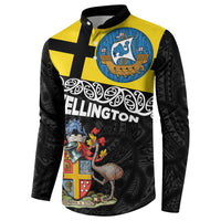 New Zealand Wellington Button Sweatshirt The Capital's Emblems Flag and Koru Art