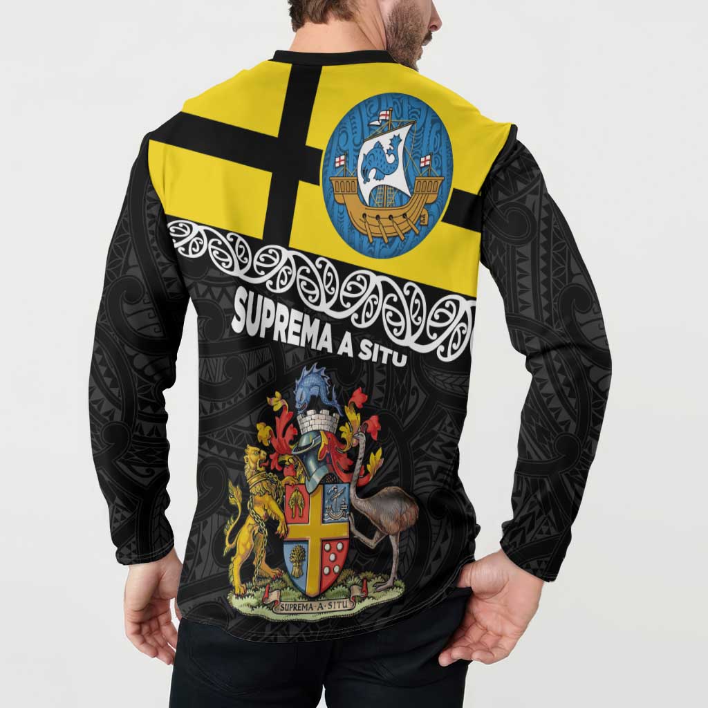 New Zealand Wellington Button Sweatshirt The Capital's Emblems Flag and Koru Art