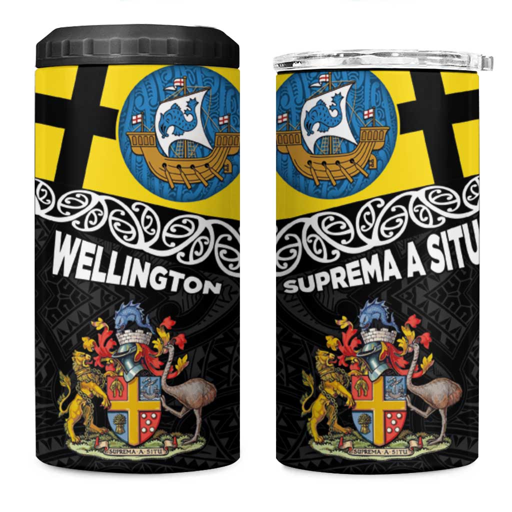 New Zealand Wellington 4 in 1 Can Cooler Tumbler The Capital's Emblems - Flag and Koru Art