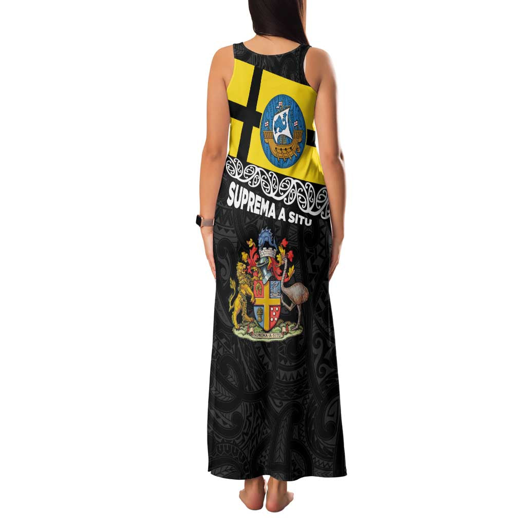 New Zealand Wellington Family Matching Tank Maxi Dress and Hawaiian Shirt The Capital's Emblems Flag and Koru Art LT03 - Polynesian Pride