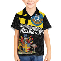 New Zealand Wellington Kid Hawaiian Shirt The Capital's Emblems Flag and Koru Art LT03 Kid Black - Polynesian Pride