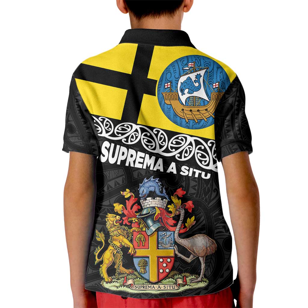 New Zealand Wellington Kid Polo Shirt The Capital's Emblems Flag and Koru Art LT03 - Polynesian Pride