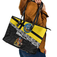 New Zealand Wellington Leather Tote Bag The Capital's Emblems Flag and Koru Art