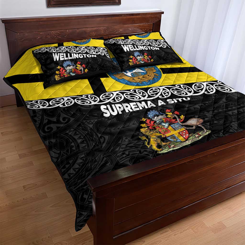 New Zealand Wellington Quilt Bed Set The Capital's Emblems Flag and Koru Art