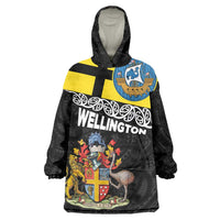New Zealand Wellington Wearable Blanket Hoodie The Capital's Emblems Flag and Koru Art
