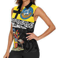 New Zealand Wellington Women Sleeveless Polo Shirt The Capital's Emblems Flag and Koru Art