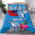 Personalised Samoa Coat Of Arms Bedding Set Tropical Flower Blue Polynesian Pattern LT03 - Polynesian Pride