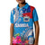 Personalised Samoa Coat Of Arms Kid Polo Shirt Tropical Flower Blue Polynesian Pattern LT03 Kid Blue - Polynesian Pride