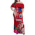 Personalised Samoa Coat Of Arms Family Matching Off Shoulder Maxi Dress and Hawaiian Shirt Tropical Flower Red Polynesian Pattern LT03 Mom's Dress Red - Polynesian Pride