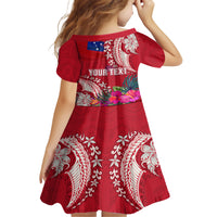 Personalised Samoa Coat Of Arms Family Matching Short Sleeve Bodycon Dress and Hawaiian Shirt Tropical Flower Red Polynesian Pattern LT03 - Polynesian Pride