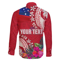 Personalised Samoa Coat Of Arms Family Matching Short Sleeve Bodycon Dress and Hawaiian Shirt Tropical Flower Red Polynesian Pattern LT03 - Polynesian Pride