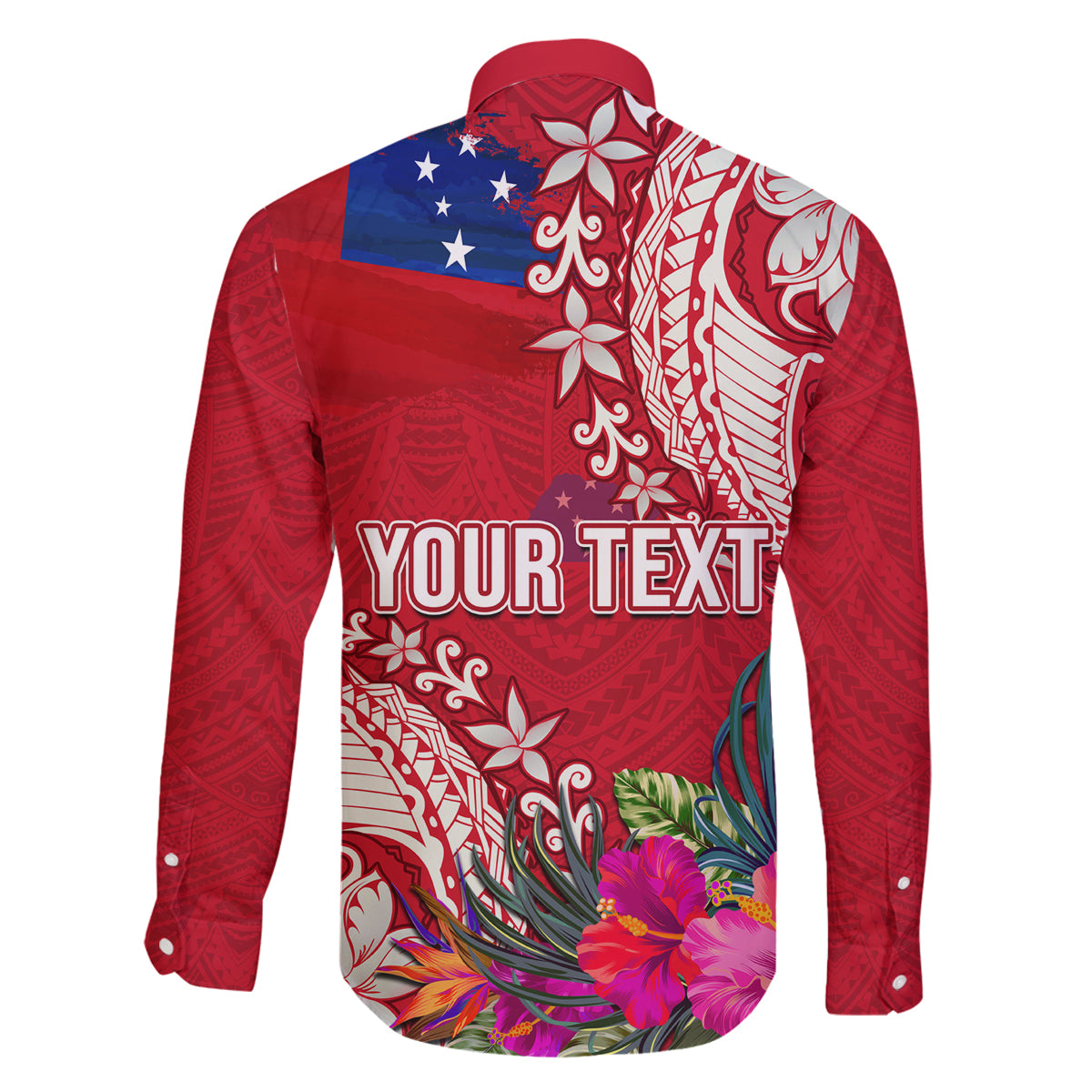 Personalised Samoa Coat Of Arms Family Matching Tank Maxi Dress and Hawaiian Shirt Tropical Flower Red Polynesian Pattern LT03 - Polynesian Pride