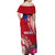 Personalised Samoa Coat Of Arms Off Shoulder Maxi Dress Tropical Flower Red Polynesian Pattern LT03 - Polynesian Pride