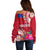 Personalised Samoa Coat Of Arms Off Shoulder Sweater Tropical Flower Red Polynesian Pattern LT03 - Polynesian Pride