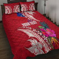 Personalised Samoa Coat Of Arms Quilt Bed Set Tropical Flower Red Polynesian Pattern LT03 - Polynesian Pride