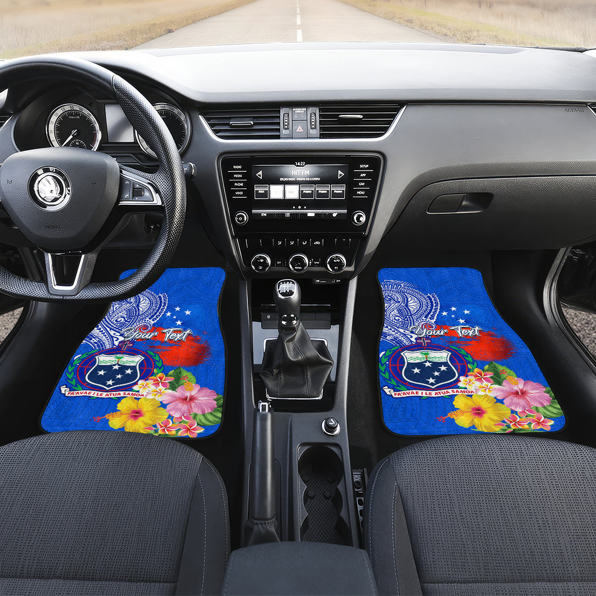 Personalised Samoa Coat Of Arms Car Mats Hibiscus Polynesian Tattoo Pattern LT03 - Polynesian Pride