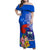 Personalised Samoa Coat Of Arms Family Matching Off Shoulder Maxi Dress and Hawaiian Shirt Hibiscus Polynesian Tattoo Pattern LT03 Mom's Dress Blue - Polynesian Pride