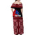 Samoa Flag Day Off Shoulder Maxi Dress Siapo Pattern and Ula Fala LT03 - Polynesian Pride