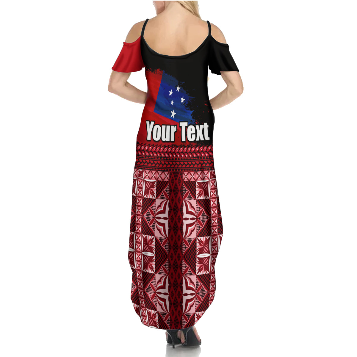 Samoa Flag Day Summer Maxi Dress Siapo Pattern and Ula Fala LT03 - Polynesian Pride
